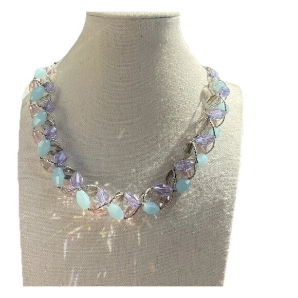 Vintage Marks & Spencer glass & Crystal Twisted Necklace M&S Necklace Sz 20” - Picture 1 of 16